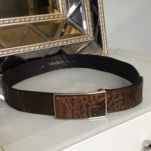 Brown Leather Unisex Croc Belt